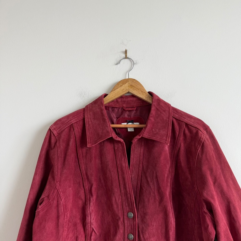 Vintage Maroon Suede Silver Snap Front Suede Jacket - Picture 11 of 14